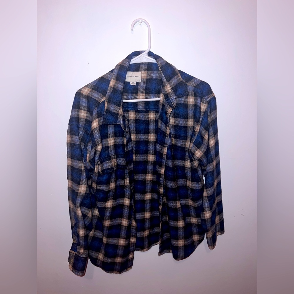 Blue and tan flannel